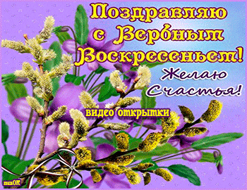 Красивые видео поздравление с Вербным воскресеньем.