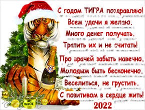 Музыкальная открытка. Поздравление с Новым годом тигра.