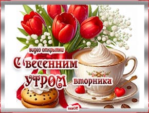 С Добрым весенним утром вторника. Видео открытки. Скачать.