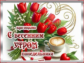 С весенним утром понедельника. Видео открытки. Скачать бесплатно.