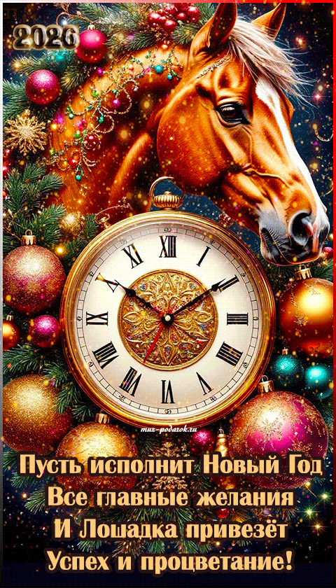 Красивое музыкальное поздравление с Новым годом лошади.